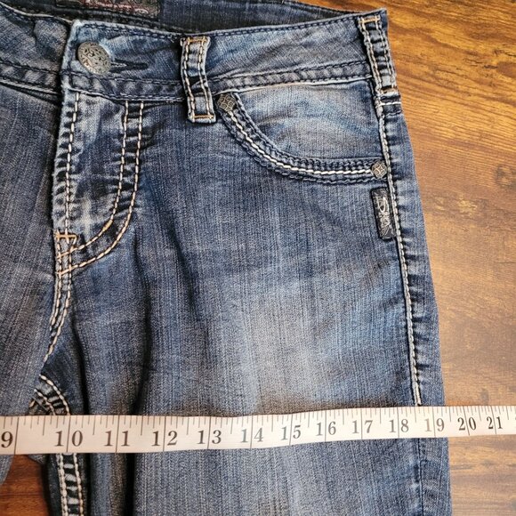 Silver Jeans Sz 30 Suki Capri Mid Rise Tummy Control Thick Stitch Stretch Denim - Picture 9 of 13
